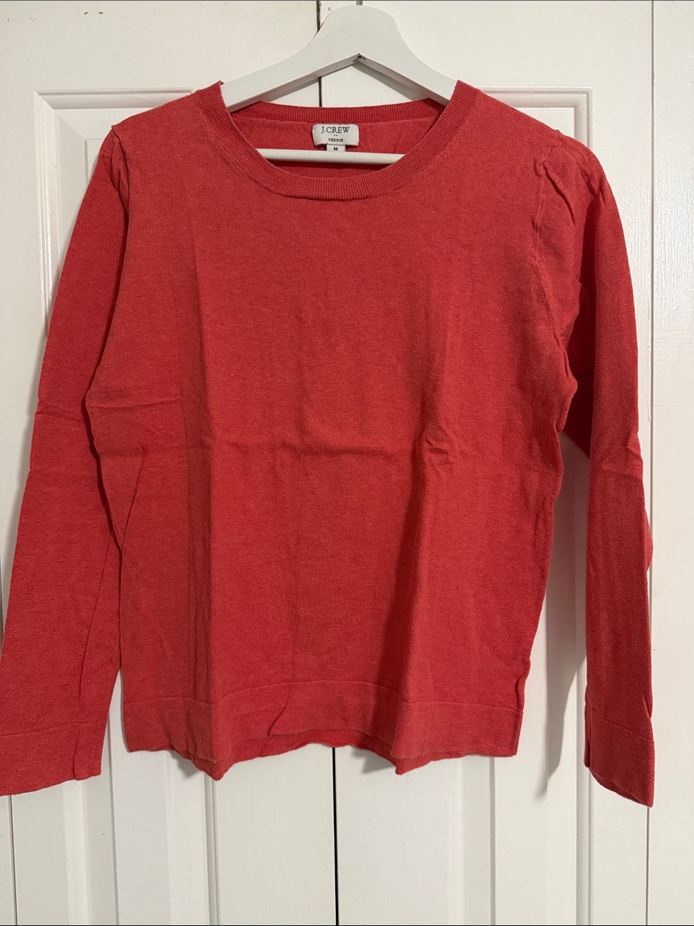 J. Crew Coral Crewneck Teddy Sweater size M